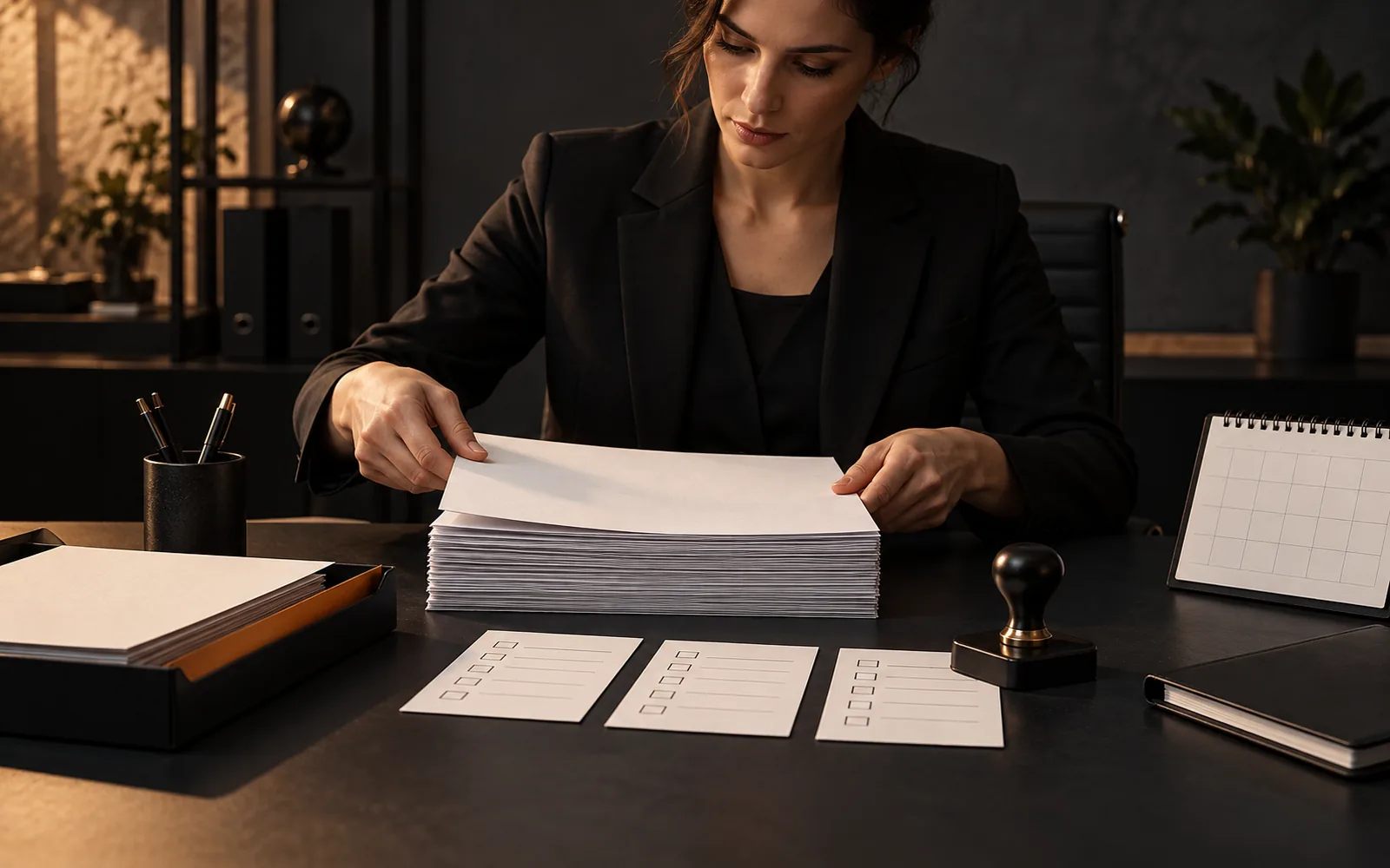 Specjalistka porządkująca formularze i checklistę wymagań formalnych